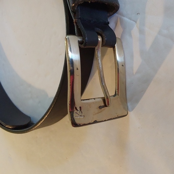 Vintage Kenneth Cole Womens Black leather Belt Brass Buckle Neutral Sz.L